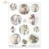 Vintage, kółka do bombek, wklejki, zimowe widoczki, śnieg, domek, domki, kościół, kościółki, napisy, Boże Narodzenie, zima, słońce, śnieg, lód, rzeczka, pejzaż, wiejska architektura, sanie, konie, zamek, zameczek,